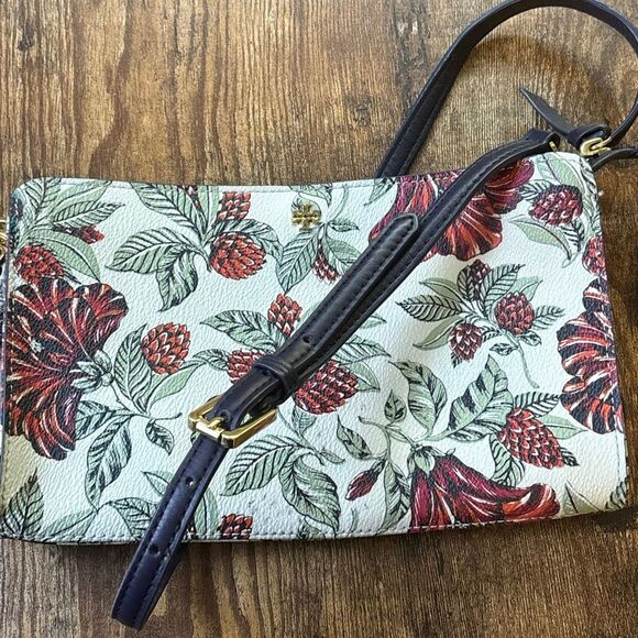 Tory Burch Kerrington navy green red Evergreen floral crossbody purse bag - Picture 12 of 12